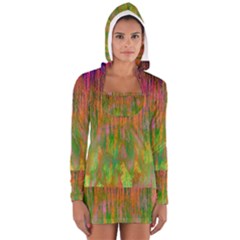 Abstract Trippy Bright Melting Women s Long Sleeve Hooded T-shirt