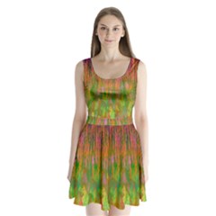 Abstract Trippy Bright Melting Split Back Mini Dress 