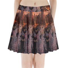 River Venice Gondolas Italy Artwork Painting Pleated Mini Skirt