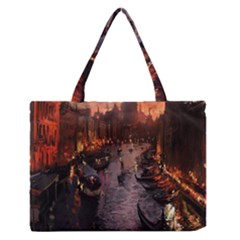 River Venice Gondolas Italy Artwork Painting Medium Zipper Tote Bag