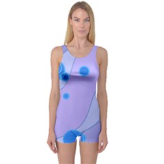 Purple Wave Circle Blue One Piece Boyleg Swimsuit by Alisyart