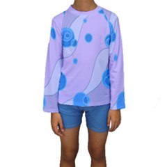 Purple Wave Circle Blue Kids  Long Sleeve Swimwear by Alisyart