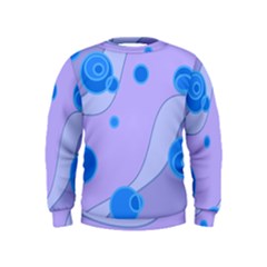 Purple Wave Circle Blue Kids  Sweatshirt by Alisyart