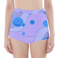 Purple Wave Circle Blue High-waisted Bikini Bottoms by Alisyart