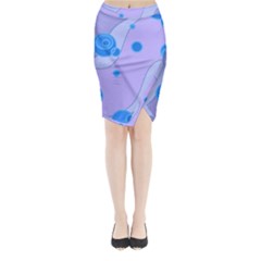 Purple Wave Circle Blue Midi Wrap Pencil Skirt