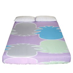 Pineapple Puffle Blue Pink Green Purple Fitted Sheet (king Size) by Alisyart