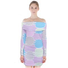 Pineapple Puffle Blue Pink Green Purple Long Sleeve Off Shoulder Dress