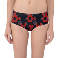 Red Digital Camo Wallpaper Red Camouflage Mid-waist Bikini Bottoms by Alisyart