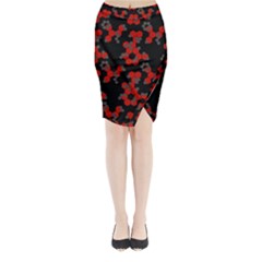 Red Digital Camo Wallpaper Red Camouflage Midi Wrap Pencil Skirt by Alisyart