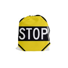 Road Sign Stop Drawstring Pouches (medium)  by Alisyart