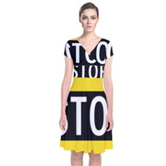 Road Sign Stop Short Sleeve Front Wrap Dress