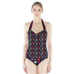 N Pattern Holiday Gift Star Snow Halter Swimsuit