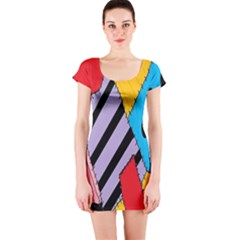 Sally s Patchwork Pattern Short Sleeve Bodycon Dress by Alisyart