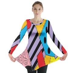 Sally s Patchwork Pattern Long Sleeve Tunic  by Alisyart