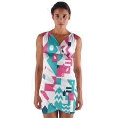Poster Wrap Front Bodycon Dress