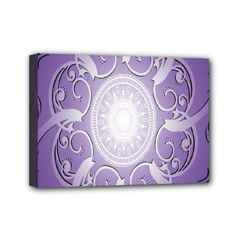 Purple Background With Artwork Mini Canvas 7  X 5 