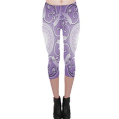 Purple Background With Artwork Capri Leggings 