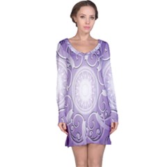 Purple Background With Artwork Long Sleeve Nightdress