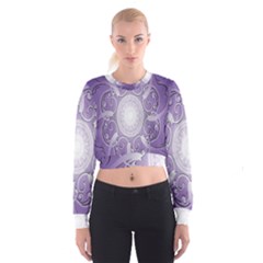 Purple Background With Artwork Women s Cropped Sweatshirt by Alisyart