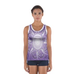 Purple Background With Artwork Women s Sport Tank Top 