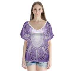 Purple Background With Artwork Flutter Sleeve Top by Alisyart