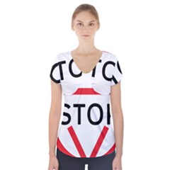 Stop Sign Short Sleeve Front Detail Top
