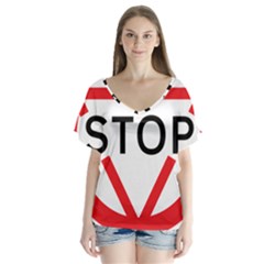 Stop Sign Flutter Sleeve Top by Alisyart