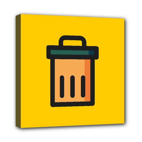 Trash Bin Icon Yellow Mini Canvas 8  X 8 