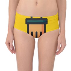 Trash Bin Icon Yellow Mid-waist Bikini Bottoms