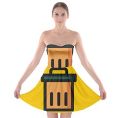 Trash Bin Icon Yellow Strapless Bra Top Dress by Alisyart