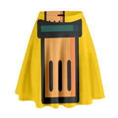 Trash Bin Icon Yellow High Waist Skirt