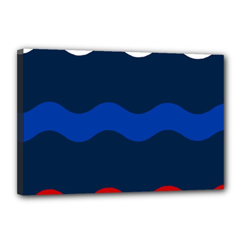 Wave Line Waves Blue White Red Flag Canvas 18  X 12  by Alisyart