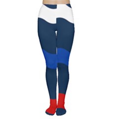 Wave Line Waves Blue White Red Flag Women s Tights