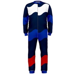 Wave Line Waves Blue White Red Flag Onepiece Jumpsuit (men) 