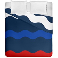Wave Line Waves Blue White Red Flag Duvet Cover Double Side (california King Size)
