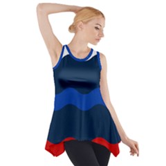 Wave Line Waves Blue White Red Flag Side Drop Tank Tunic