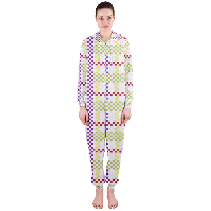 Webbing Plaid Color Hooded Jumpsuit (Ladies) 