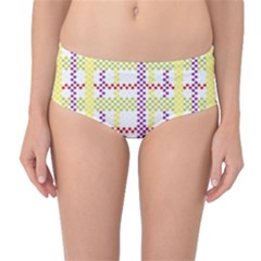Webbing Plaid Color Mid-waist Bikini Bottoms