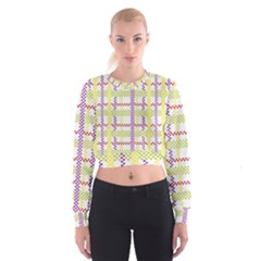 Webbing Plaid Color Women s Cropped Sweatshirt