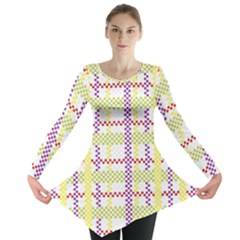 Webbing Plaid Color Long Sleeve Tunic  by Alisyart