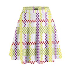 Webbing Plaid Color High Waist Skirt by Alisyart