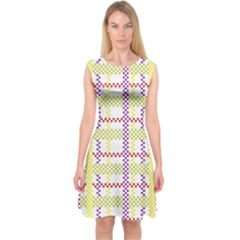 Webbing Plaid Color Capsleeve Midi Dress by Alisyart