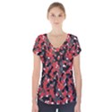 Spot Camuflase Red Black Short Sleeve Front Detail Top View1