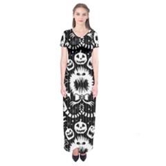 Wrapping Paper Nightmare Monster Sinister Helloween Ghost Short Sleeve Maxi Dress