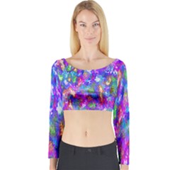 Abstract Trippy Bright Sky Space Long Sleeve Crop Top by Simbadda