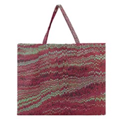 Scaly Pattern Colour Green Pink Zipper Large Tote Bag