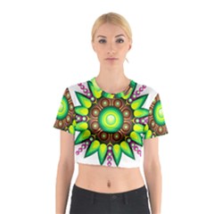 Design Elements Star Flower Floral Circle Cotton Crop Top