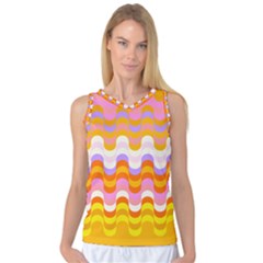 Dna Early Childhood Wave Chevron Rainbow Color Women s Basketball Tank Top by Alisyart