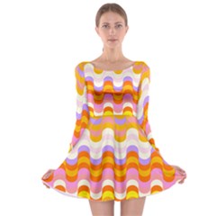 Dna Early Childhood Wave Chevron Rainbow Color Long Sleeve Skater Dress by Alisyart