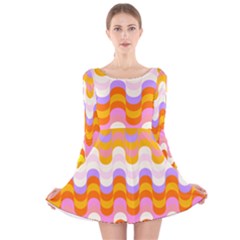 Dna Early Childhood Wave Chevron Rainbow Color Long Sleeve Velvet Skater Dress by Alisyart
